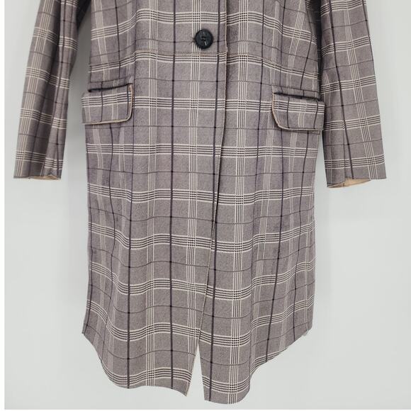 BlankNYC Plaid Button Front Longline Coat Gray Check Women’s Size XS - Picture 6 of 13